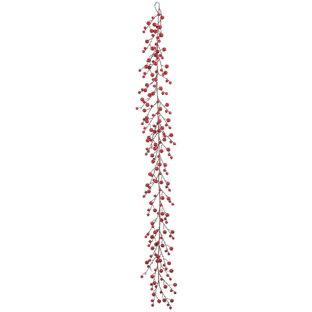 6ft Artificial Rosehip Garland -Red (Pack of 12) by SilksAreForever – Synthetic, Red, Model SAF-53259