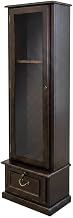 FurniFact Brown 8-Gun Cabinet with Solid Wood and Wood Veneer Build, Secure Locking Storage, Tall Narrow Profile for Home and Sporting Use
