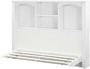 Furnifact White Twin Sized Bookcase Headboard with Built-in Storage Shelves, Durable Indoor Wooden Frame, Space-Saving Design, Easy Assembly for Bedroom