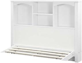 Furnifact White Twin Sized Bookcase Headboard with Built-in Storage Shelves, Durable Indoor Wooden Frame, Space-Saving Design, Easy Assembly for Bedroom