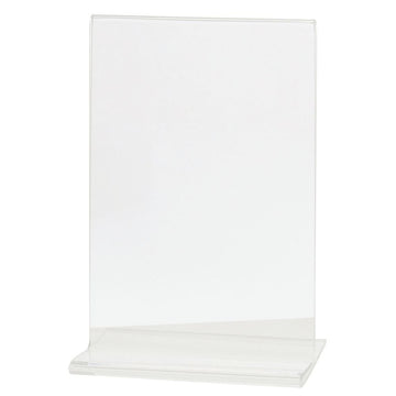 T-Base Easel Sign Holder Clear Acrylic Vertical - 4" L x 6" H by HUBERT – Plastic, Clear, Model 54322-16