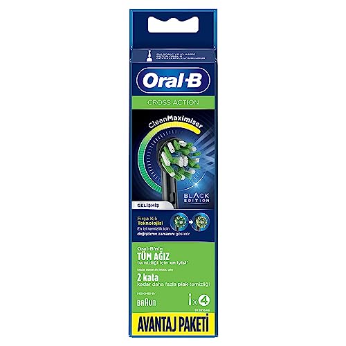 Oral-B Black Colour / 4 Count (Pack of 1) / Cross Action Pack of 4 Toothbrush Replacement Heads
