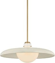 Troy Lighting Gustavo 1-Light Pendant | Off White & Patina Brass Finish | Vintage RLM Inspired Ceiling Light | Opal Glass Globe Shade | E26 Medium Base | 28" W x 10.75" H | F2628-PBR/OW