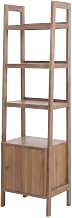 Furnifact Solid Acacia Wood Bookcase with Open Shelves and Cabinet Door, Tall Bookshelf for Living Room and Office