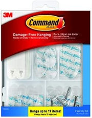 Clear Variety Pack, Including 8 Pairs of Picture Hangers, 4 Clear Wire Hooks and 11 Wall Hook for Hanging Home Decor, Damage-Free Hanging Up to 19 Items with Command Strips (Pack of 12)