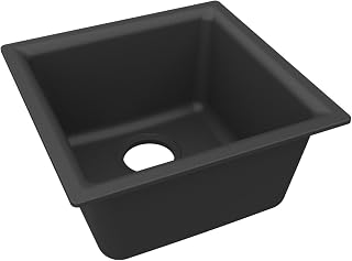 ELG1616MB0 Elkay Quartz Classic 15-3/4" x 15-3/4" x 7.7 Single Bowl Dual Mount Bar Sink, Matte Black