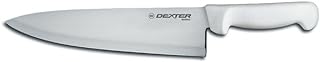 Dexter-Russell 31602 Basics 10" Cook's Knife, Wide Blade, High-Carbon Steel, Textured White Polypropylene Handle, Slip-Resistant Grip, Curved Edge, NSF Certified