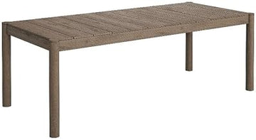 Modway Eleni 89-Inch Outdoor Teak Wood Dining Table in Weathered Gray – Rectangular Patio Dining Table with Slatted Top for Patios, Decks, Or Gardens