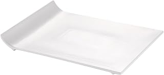 CAC China SF-P25 Sunrise Square New Bone White Porcelain Rectangular Flat Platter, 14 by 10 by 1-1/2-Inch, 12-Pack