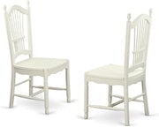 Furnifact Solid Wood Dining Chairs with Slatted Back, Set of 2 Wooden Kitchen Chairs for Dining Table, Linen White