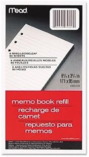 Meadwestvaco 46534 80 Count 3-3/4" X 6-3/4" Memo Book Refill