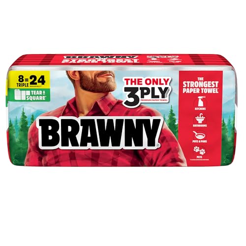 Brawny 8 Rolls (114 Sheets each) / White / 8 Triple Rolls (114 Sheets Each) Paper Towels