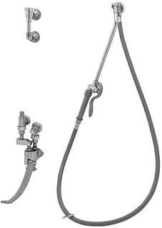 T&S Brass B-0685 Bedpan Washer Single Pedal Valve with Integral Stops Breaker and 5-Feet PVC Hose