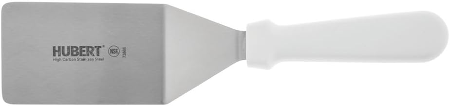 HUBERT Spatula with White Plastic Handle Stainless Steel Solid - 4" L Blade