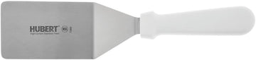 HUBERT Spatula with White Plastic Handle Stainless Steel Solid - 4" L Blade