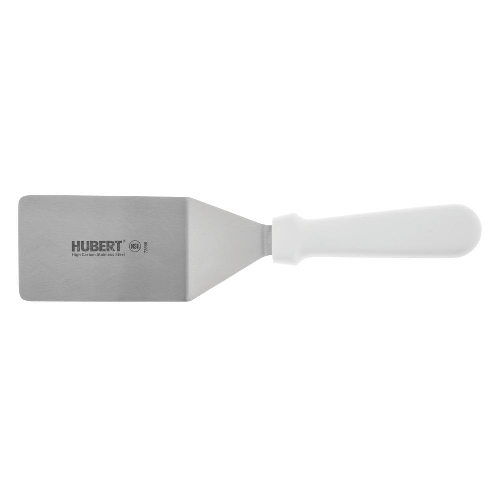 Spatula with White Plastic Handle Stainless Steel Solid - 4" L Blade by HUBERT – Medium, Stainless Steel, Silver, Model GS1050265AK-WH