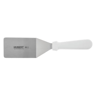 Spatula with White Plastic Handle Stainless Steel Solid - 4" L Blade by HUBERT – Medium, Stainless Steel, Silver, Model GS1050265AK-WH