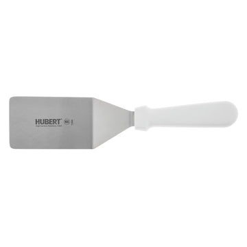 Spatula with White Plastic Handle Stainless Steel Solid - 4" L Blade by HUBERT – Medium, Stainless Steel, Silver, Model GS1050265AK-WH