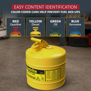 Justrite Yellow / 5 Gallon / Type I Cans