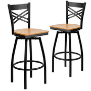 Flash Furniture Natural Wood Seat/Black Metal Frame / 2 Pack / 1 Barstools