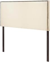 Furnifact Upholstered Full Headboard Nailhead Trim Stylish Design Durable Fabric Upholstery Single Piece Easy Installation Bedroom Accent
