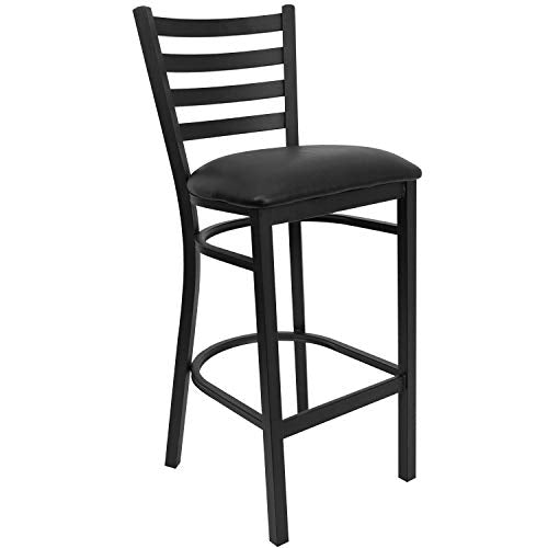 Flash Furniture Black Vinyl Seat/Black Metal Frame / Set of 1 / Contemporary Barstools