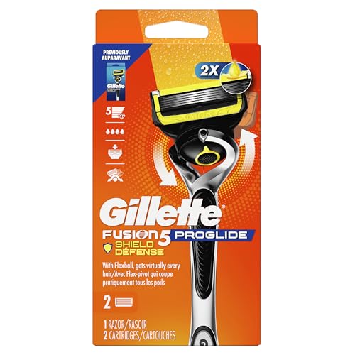 Gillette 1 Razor, 2 Refills / ProGlide Shield 1 Handle + 2 Refills / 1 Count (Pack of 1) Cartridge Razors