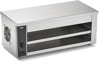 Vollrath CM2-12026 Countertop Cheese Melter, 26-Inch Stainless Steel, Quartz Heating Elements, 120V Electric, 5 Adjustable Shelf Positions, Fits Two 10-Inch Plates, Energy-Saving Standby Mode