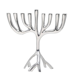 Emanuel Tree of Life Menorah, Aluminum, Silver 9 Inch