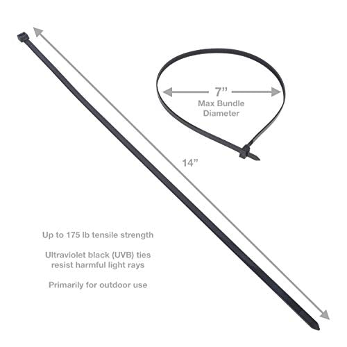 Gardner Bender 50 Pack / Uv Black / 24 inch., 175 lb tensile Cable Ties