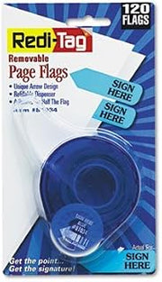 Redi-Tag 81034 Arrow Message Page Flags in Dispenser"Sign Here" Blue 120 Flags/Dispenser