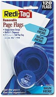 Redi-Tag 81034 Arrow Message Page Flags in Dispenser"Sign Here" Blue 120 Flags/Dispenser