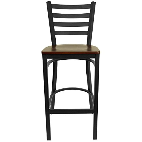 Flash Furniture Mahogany Wood Seat/Black Metal Frame / Set of 1 / Traditional Barstools