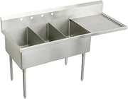 Elkay WNSF8345R2 Commercial 70-1/2" x 27-1/2" Floor Mount Triple Compartment Scullery Sink with Drainboard