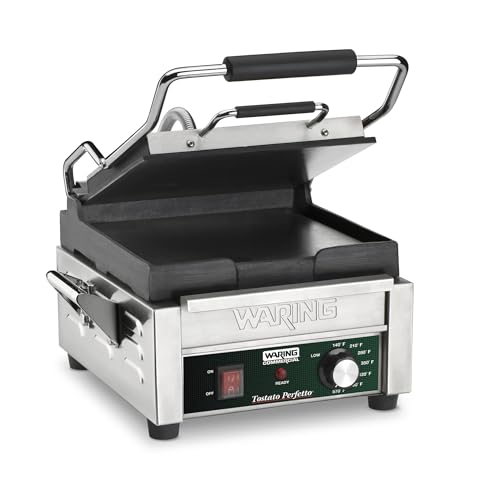 Waring Flat Cooking 9.75" Surface | 120V | Single Dial Control | Single Lid / Compact Cooking Surface Machi Electric Grills