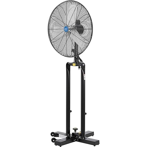 24" Foldable Mobile Pedestal Fan by Continental Dynamics – Metal, Black, Model SFSI3-750/60Y