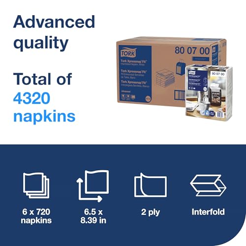 Tork White / 8.4" x 6.5" / 1 Disposable Napkins