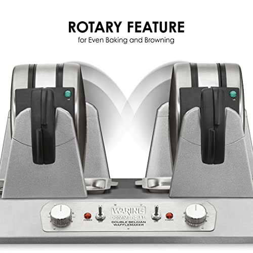 Waring Belgian Double Side by Side Waffle Maker | 120V, 1400W / 4 Head / Staineless Waffle Irons