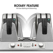 Waring Belgian Double Side by Side Waffle Maker | 120V, 1400W / 4 Head / Staineless Waffle Irons