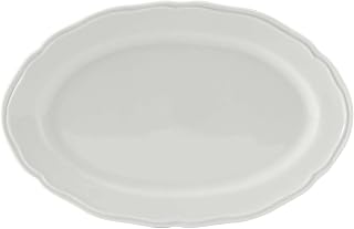 Tuxton Charleston Porcelain White Scalloped 12-1/2-Inch x 8-7/8-Inch Oval Platter, Case of 12, Bright White; Scratch Resistant; Chip Resistant; Lead & Cadmium Free; Dishwasher, Microwave, Oven Safe