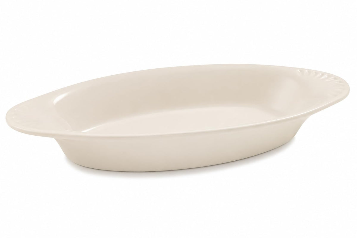 Glownary Oval Stoneware Rarebit – 15 oz, Ivory White, 10.5 x 5.38 x 1.38 Inches, Microwave and Oven Safe, 12 Pack
