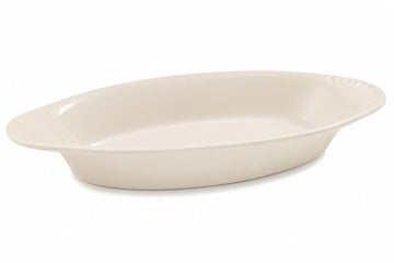 Glownary Oval Stoneware Rarebit – 15 oz, Ivory White, 10.5 x 5.38 x 1.38 Inches, Microwave and Oven Safe, 12 Pack