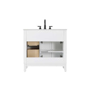 36" Single Bathroom Vanity in Honey White by Elegant Kitchen and Bath – unspecified, Aluminum, White, Model VF82536WH