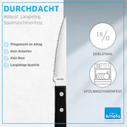 Amefa knife set / Steakbesteck Set für 6 Personen, schwarz / Silver, Black Steak Sets