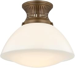 Hudson Valley Lighting Bruceville 1-Light Flush Mount | Essential Style | Historic Bronze Finish | Glass Shade | Damp-Rated for Bathroom Use | 16" Dia x 13.75" H | Opal Glossy Shade | 4917-HB