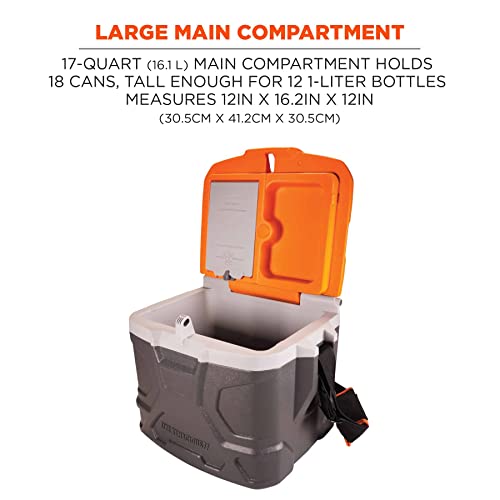 Ergodyne 17-Quart / Orange and Gray / Industrial Hard Sided Cooler - 17 qt Coolers