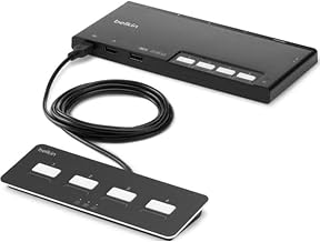 Belkin F1DN204MOD-PP-4 KVM Switchbox - 4 Computer(s) - 1 Local User(s) - 3840 x 2160-3 x USB - Desktop, Under TableDisplayPort - TAA Compliant