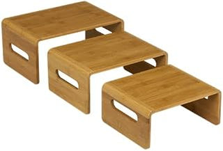 Rosseto SB101 3-Piece Natural Finish Bamboo Rectangular Riser Set
