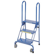 3 Step Lock-N-Stock Folding Ladder by Ballymore – 23"L x 24"W x 10"H, Alloy Steel, Blue, Model LS3247