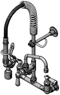 T&S Brass MPY-8WCN-06-CR Mini-PRU Wall Mount, 6" Swing Nozzle, CERAMA and B-0107-C, Club Handles
